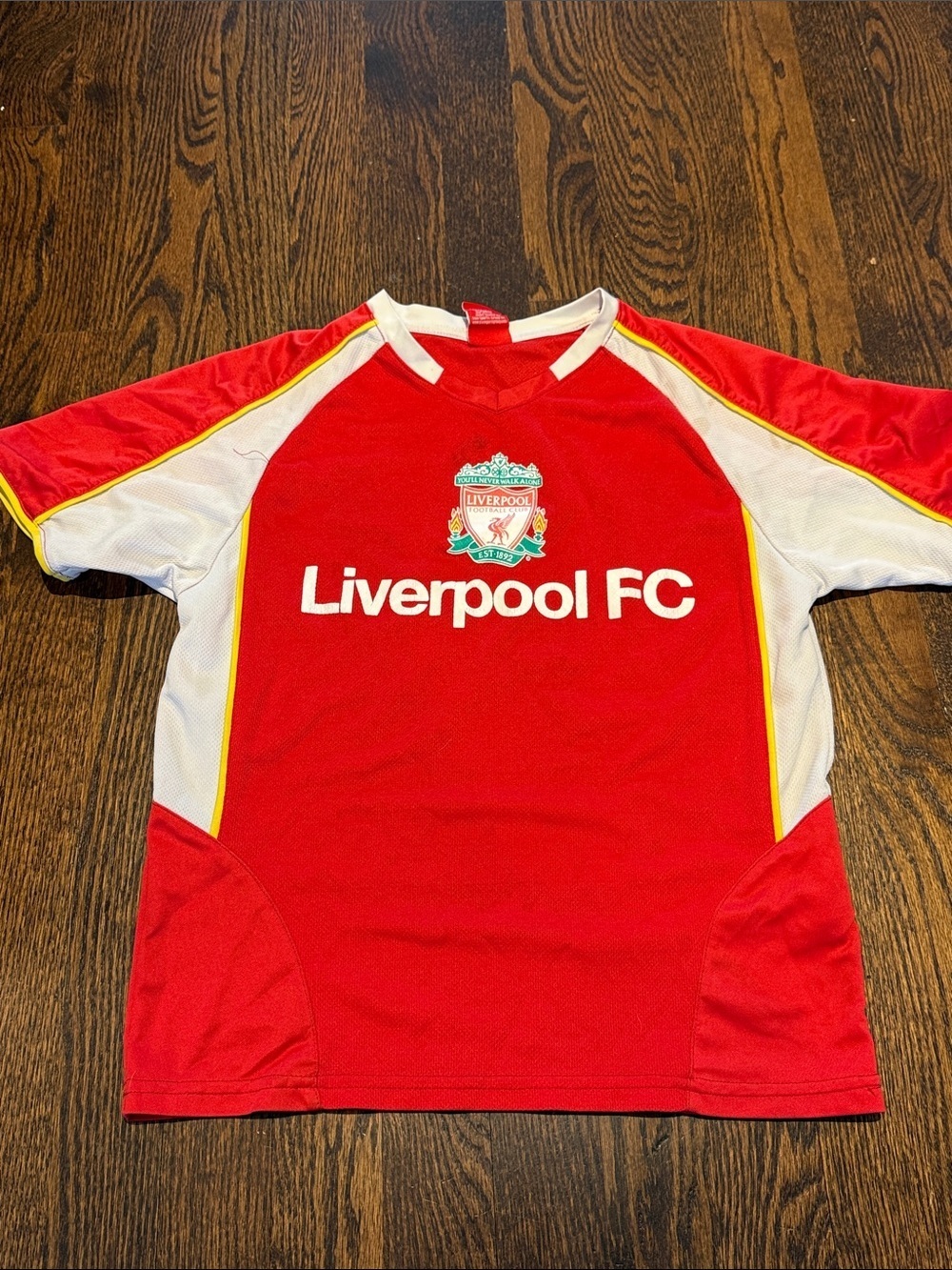 Liverpool Red Kids Short-Sleeve Soccer Top with White Panels